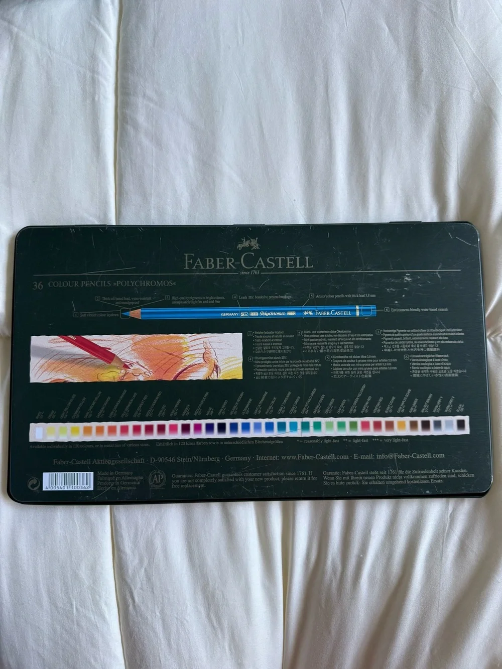 Faber-Castell Green Tin 36-Color Artists' Colored Pencils